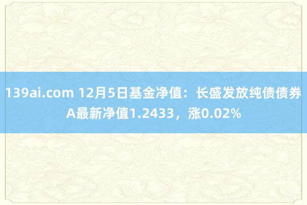 139ai.com 12月5日基金净值：长盛发放纯债债券A最新净值1.2433，涨0.02%