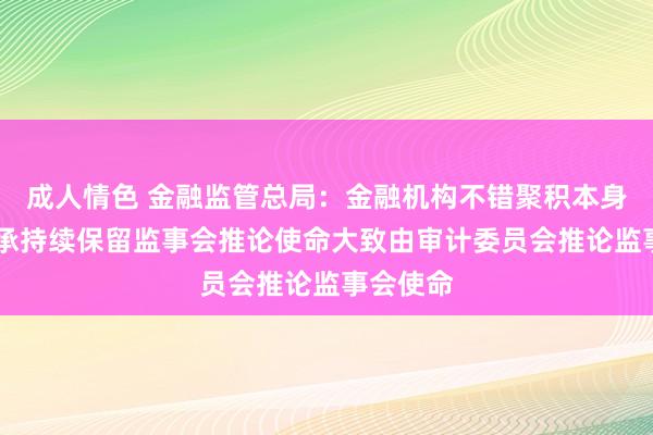 成人情色 金融监管总局：金融机构不错聚积本身实质 继承持续保留监事会推论使命大致由审计委员会推论监事会使命